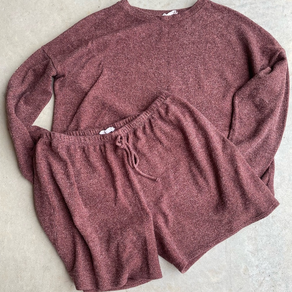 Blumin Apparel Plus Size Reddish Brown Knit Sweater and Shorts Set Size 3xl
